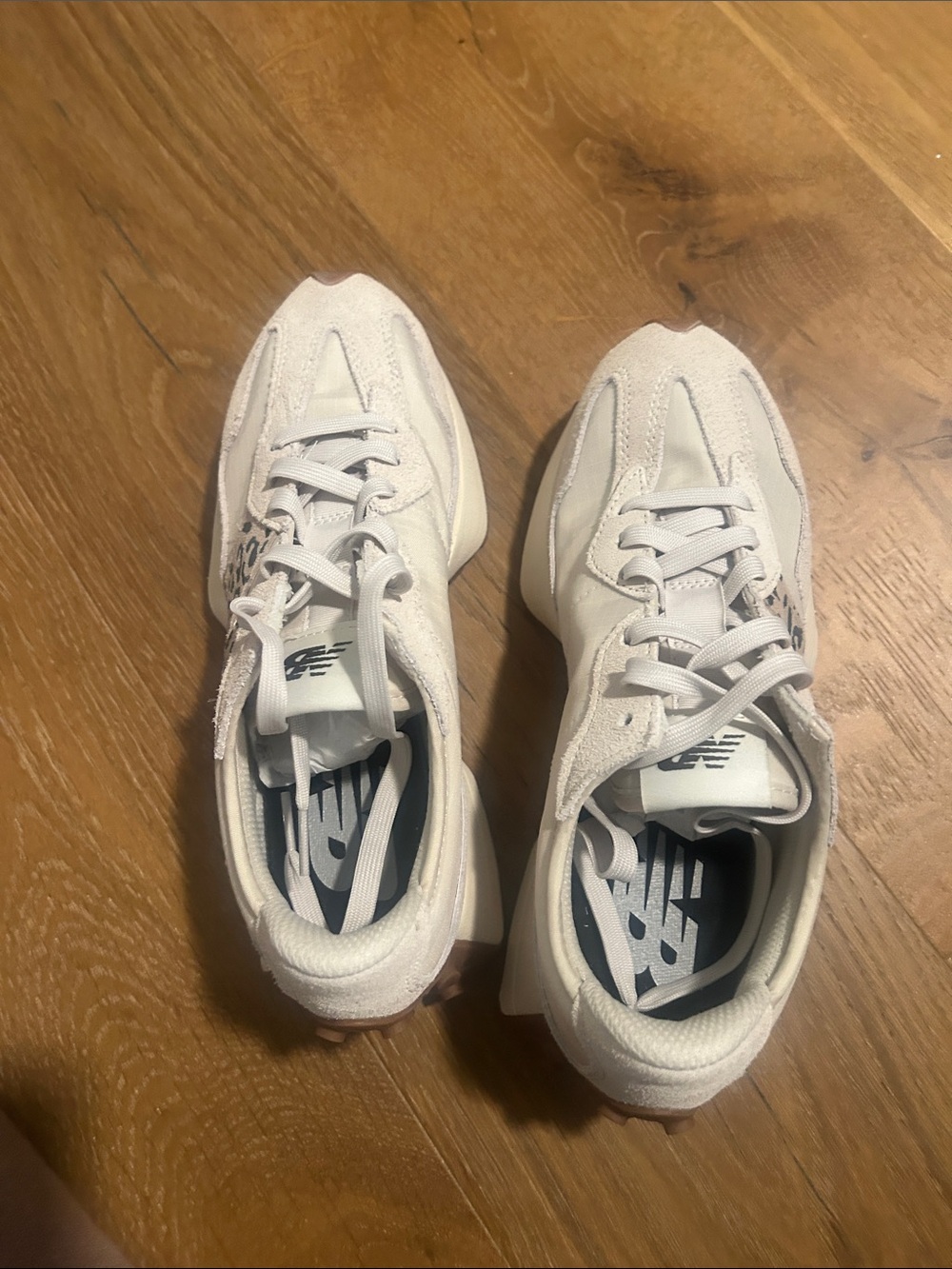 NEW - New Balance White Sneakers with Tan Leopard Accent - Anthropologie